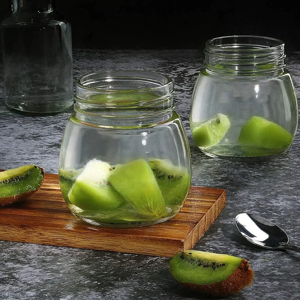 Three 12 oz Mason Glass Jars with Lids